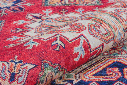 Vintage Red Oriental Kazak Rug: Washable Living Room Carpet