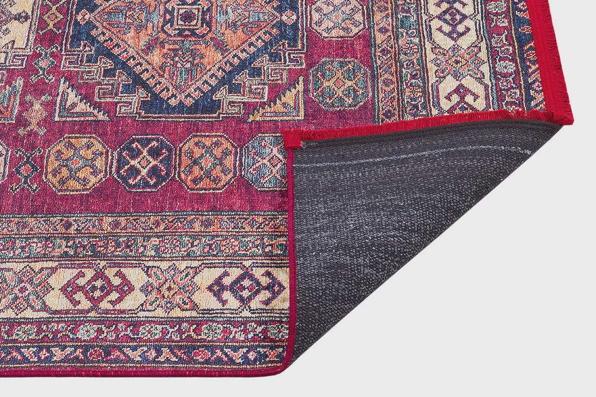 Vintage Red Oriental Kazak Rug: Washable Living Room Carpet