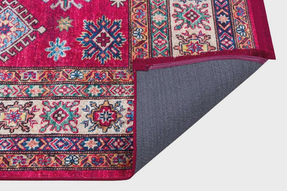 Red Oriental Kazak Rug: Classic Vintage Washable Carpet