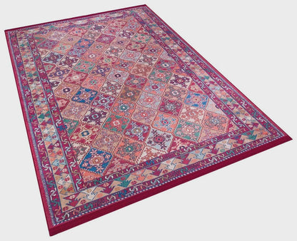 Red oriental Kazak Rug: Classic Vintage Washable Carpet