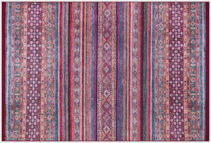 Vintage Red Shawl Design Rug: Washable Living Room Carpet