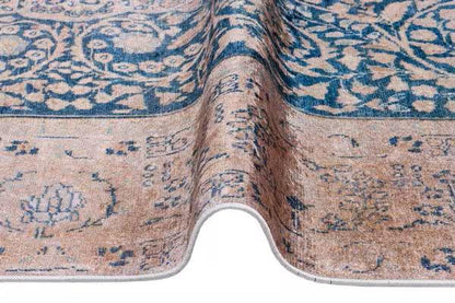 Blue Vintage Rug: Classic Washable Rug with Tassels