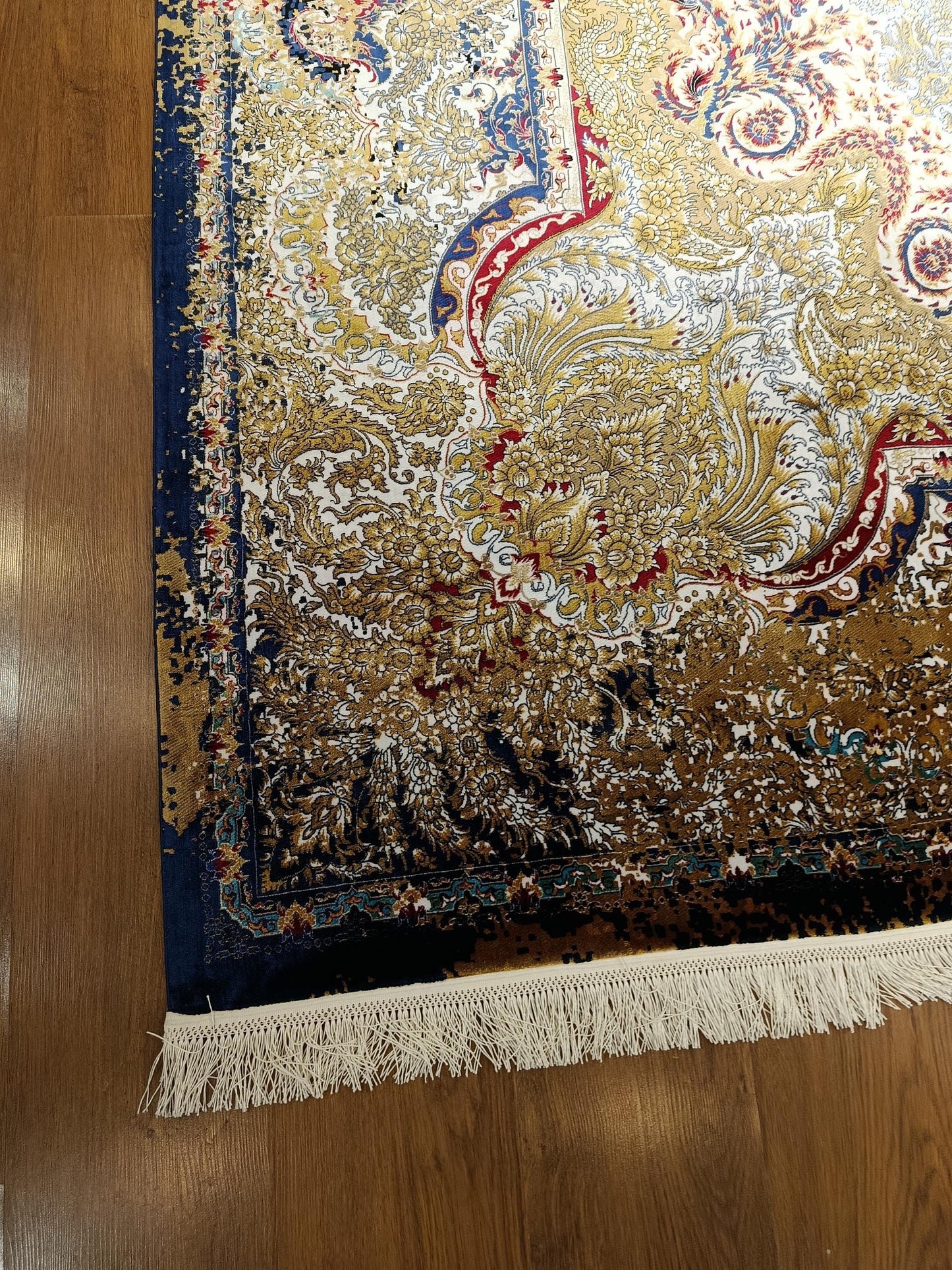 10x20 ft, Blue Medallion Silk Rug, Viscose Anatolian Carpet