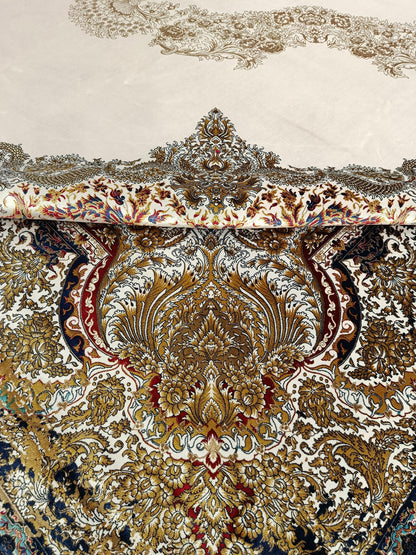 10x20 ft, Blue Medallion Silk Rug, Viscose Anatolian Carpet