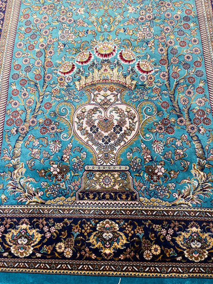 Bamboo Prayer Rug with Silk Fringes: Soft Muslim Seccade