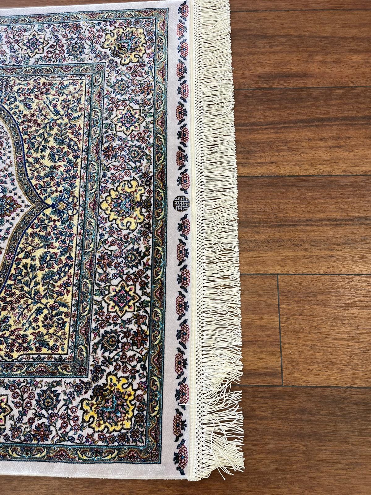 Bamboo Prayer Rug with Silk Fringes: Soft Seccade Carpet