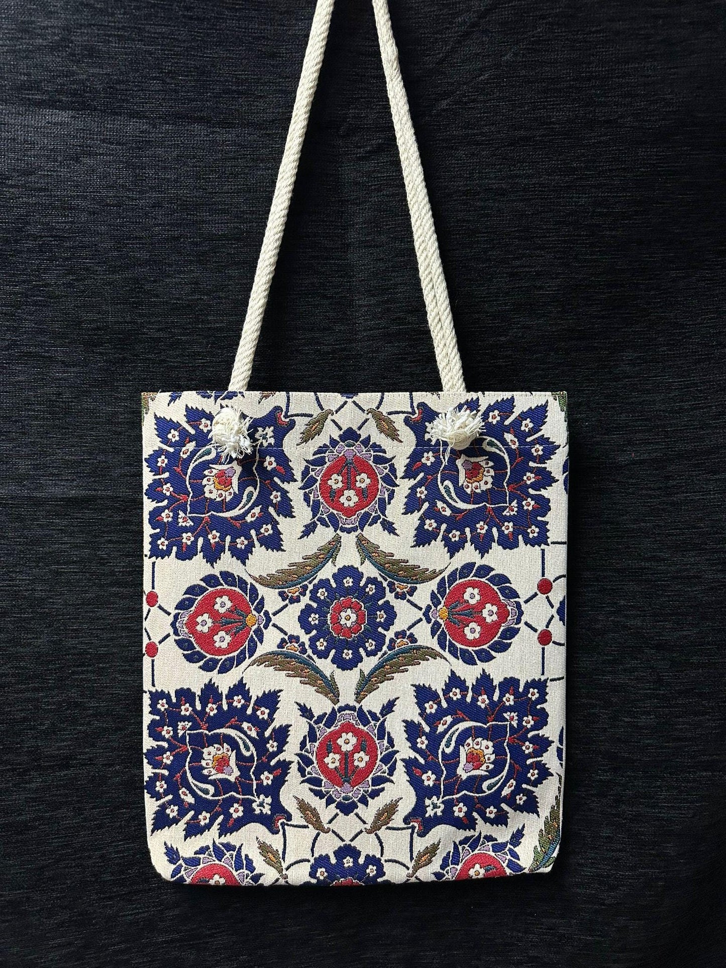 Floral Print Shoulder Bag: Handmade Cotton Blend Tote
