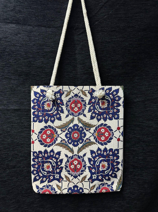 Floral Print Shoulder Bag: Handmade Cotton Blend Tote