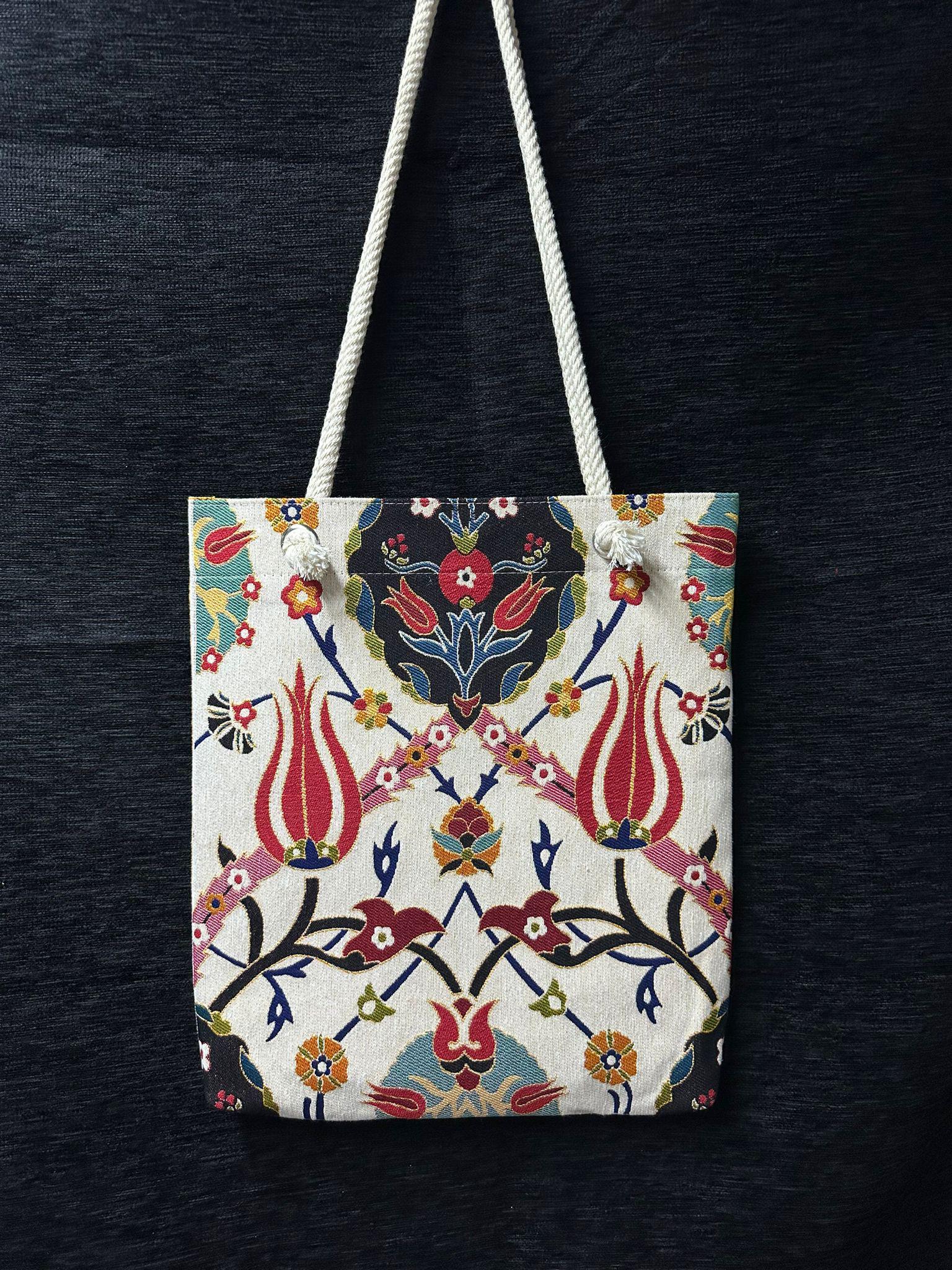Handmade Floral Shoulder Bag: Organic Cotton Blend Tote