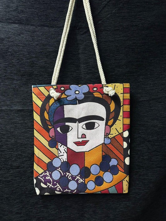 Handmade Frida Kahlo Tote Bag: Colorful Shoulder Bag (35cmx45cm)