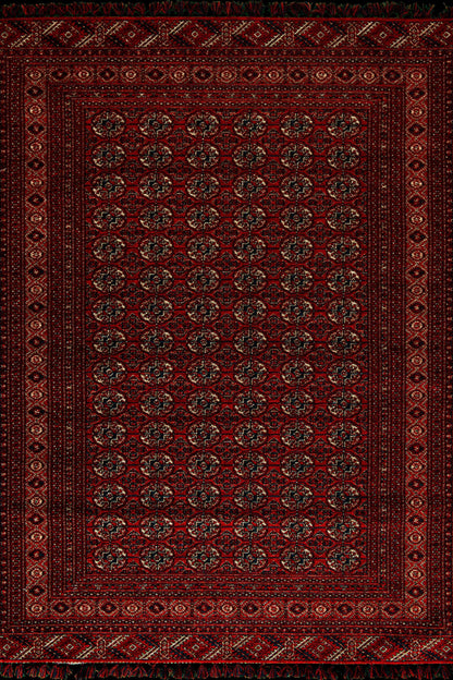 Red Afghan Rug: Washable Chenille Farmhouse Decor (3.9 x 5.9 ft)