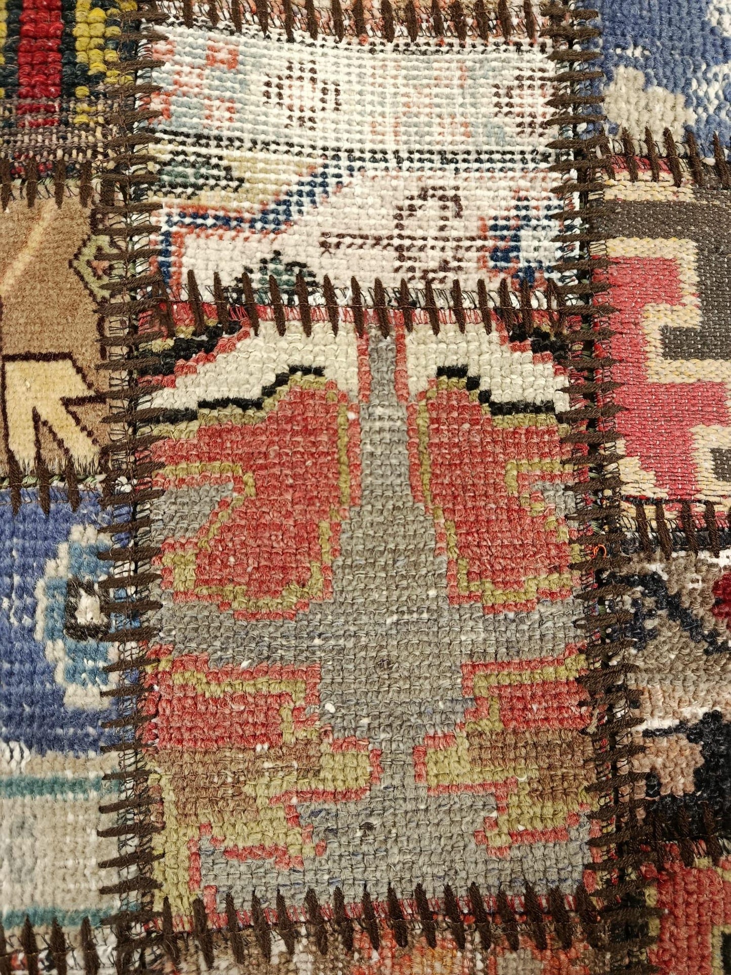 Handmade Patchwork Pillow Cover: Boho Accent Cushion, 24"x24"