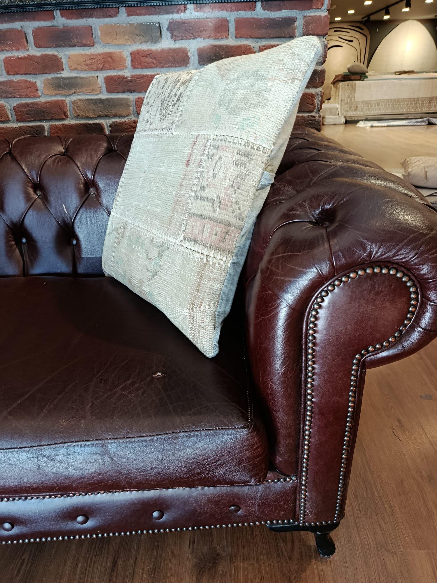 Handmade Beige Patchwork Cushion Cover: Boho Accent Pillow, 24"