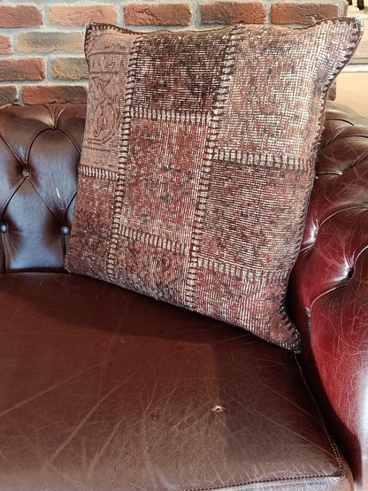 Handmade Patchwork Cushion Cover: Boho Accent Pillow (24"x24")