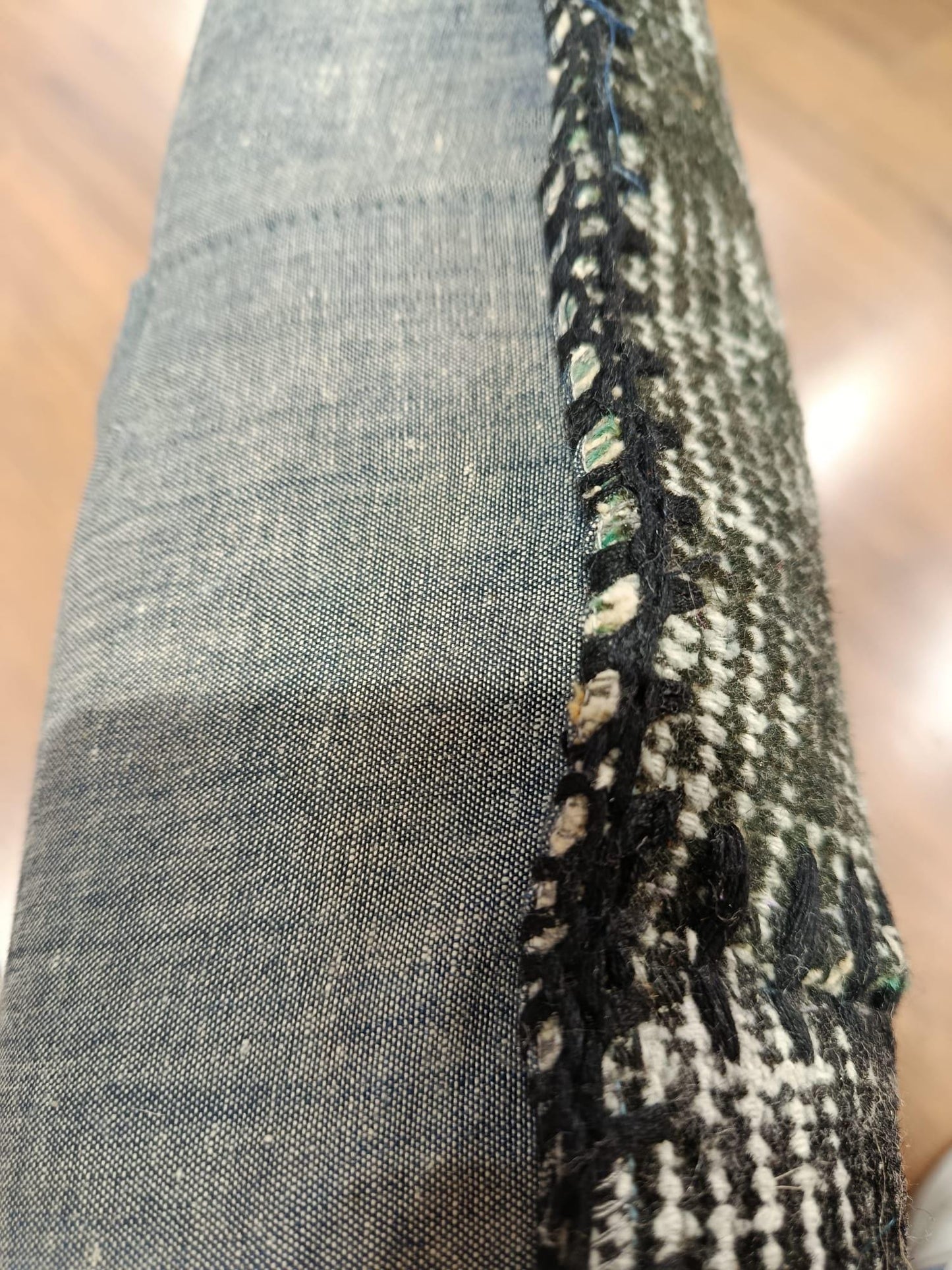 Handmade Gray Patchwork Pillow Cover: Boho Accent Cushion (24"x24")