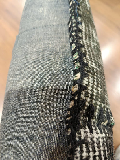 Handmade Gray Patchwork Pillow Cover: Boho Accent Cushion (24"x24")