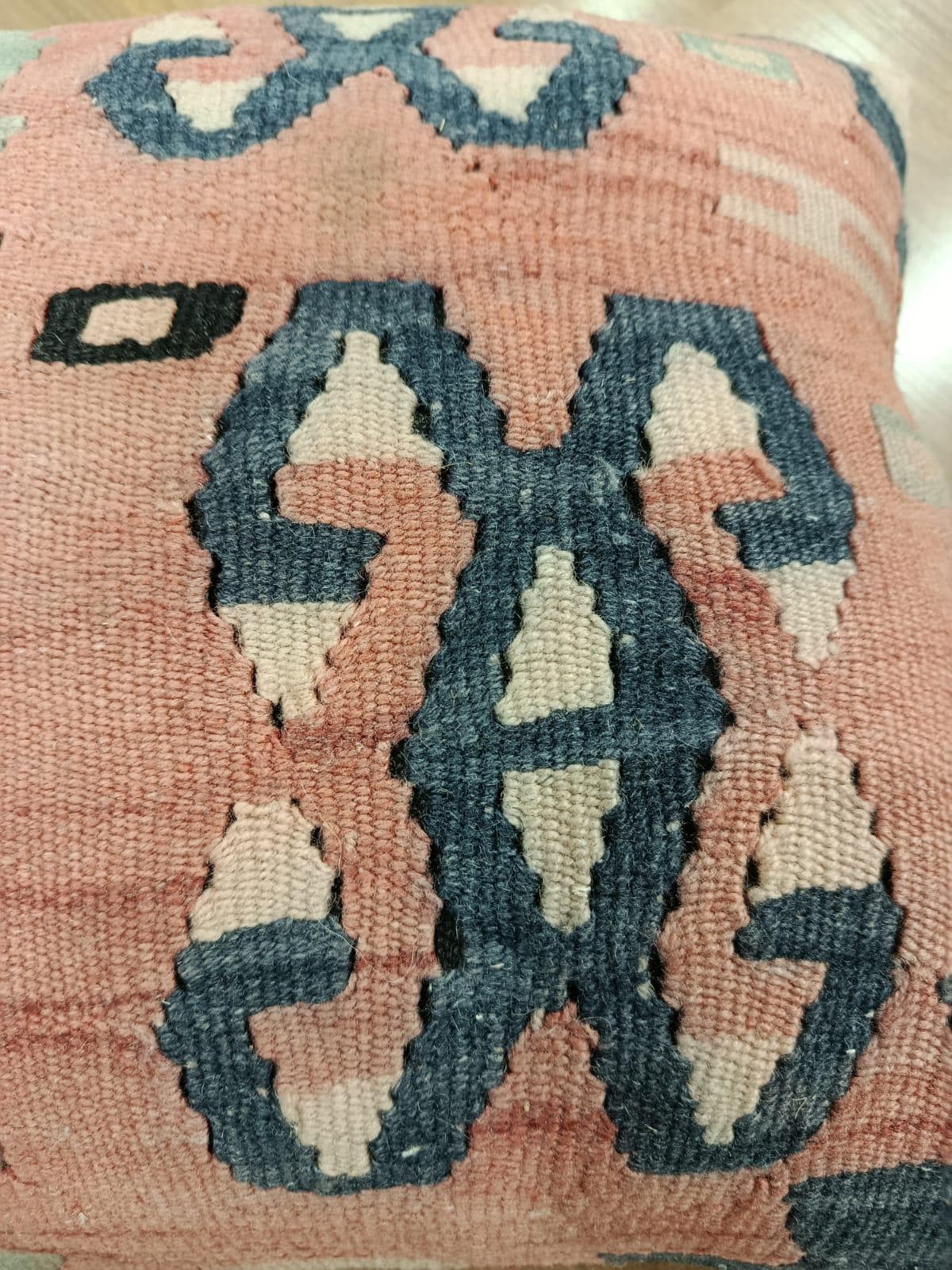 Handmade Kilim Patchwork Cushion Cover: Boho Accent Pillow (19"x19")