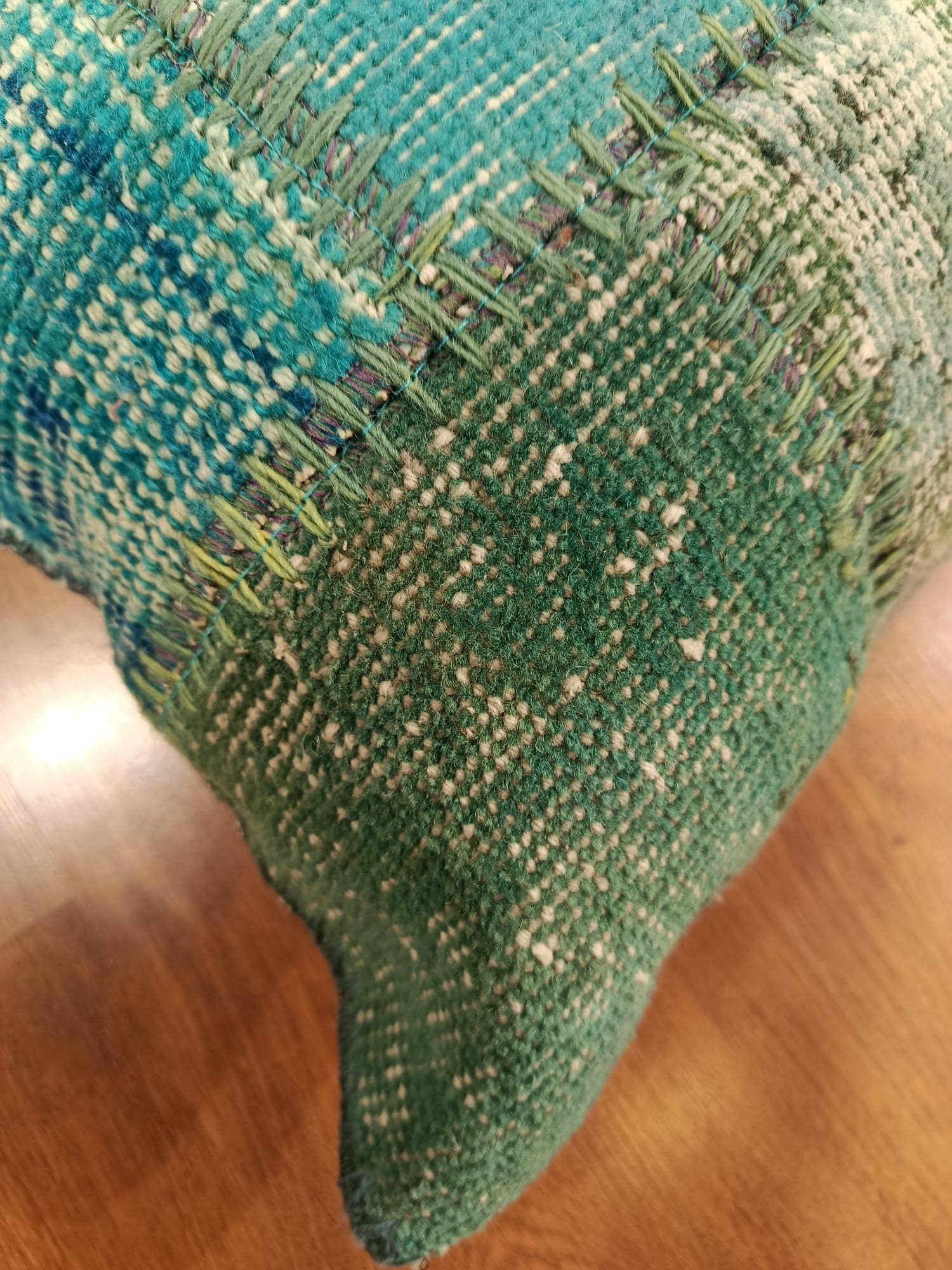 Handmade Turquoise Patchwork Cushion Cover: Boho Accent Pillow (19"x19")