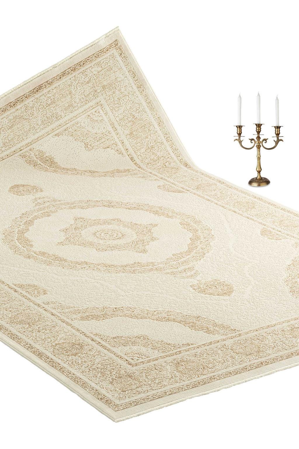8x11 ft, Beige Classic oriental Bamboo Rug: Fine Medallion carpet