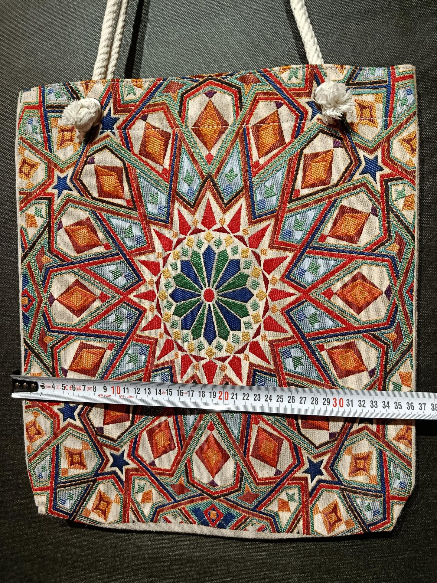 Handmade Geometric Shoulder Bag: Cotton Blend Tote (35cmx45cm)