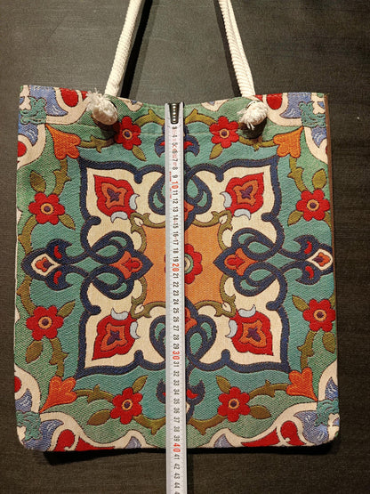 Handmade Floral Tote Bag: Organic Cotton Shoulder Bag