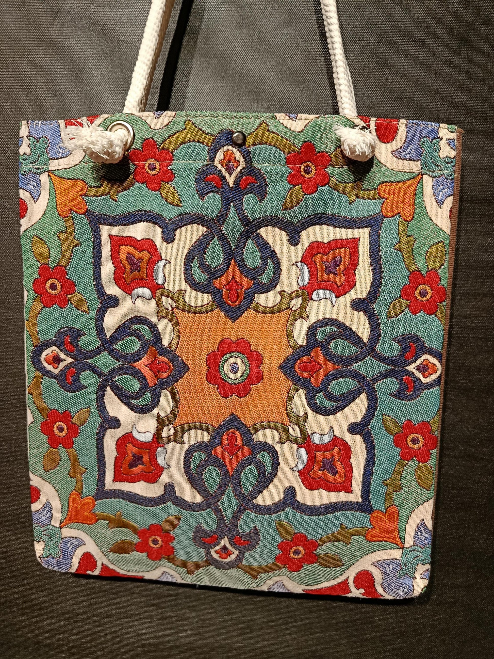 Handmade Floral Tote Bag: Organic Cotton Shoulder Bag