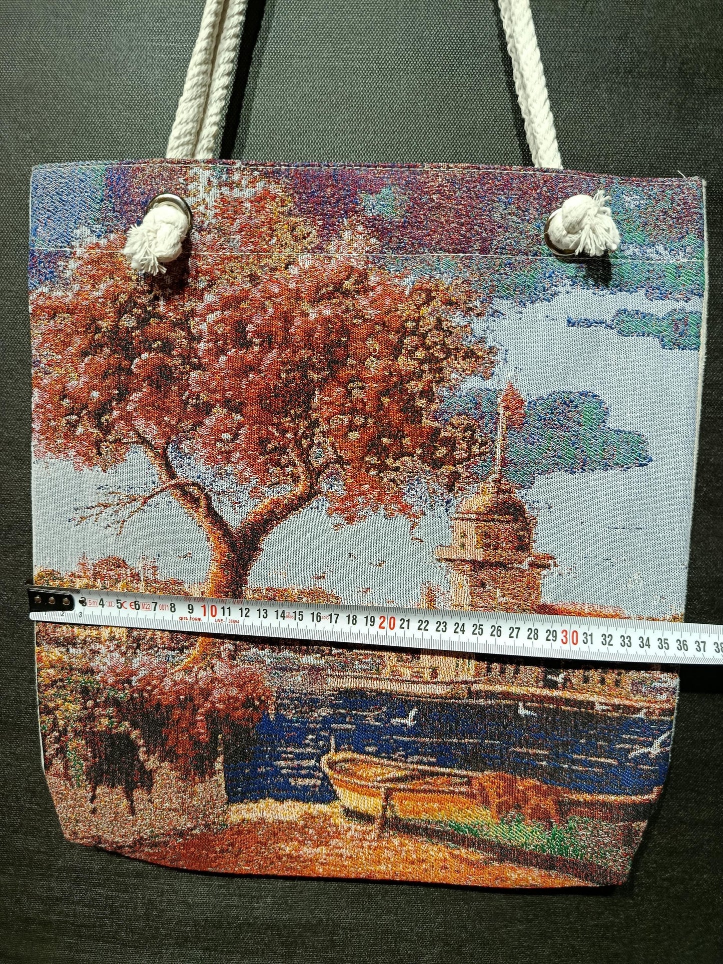 Tree Design Shoulder Bag: Handmade Cotton Blend Tote (35cmx45cm)