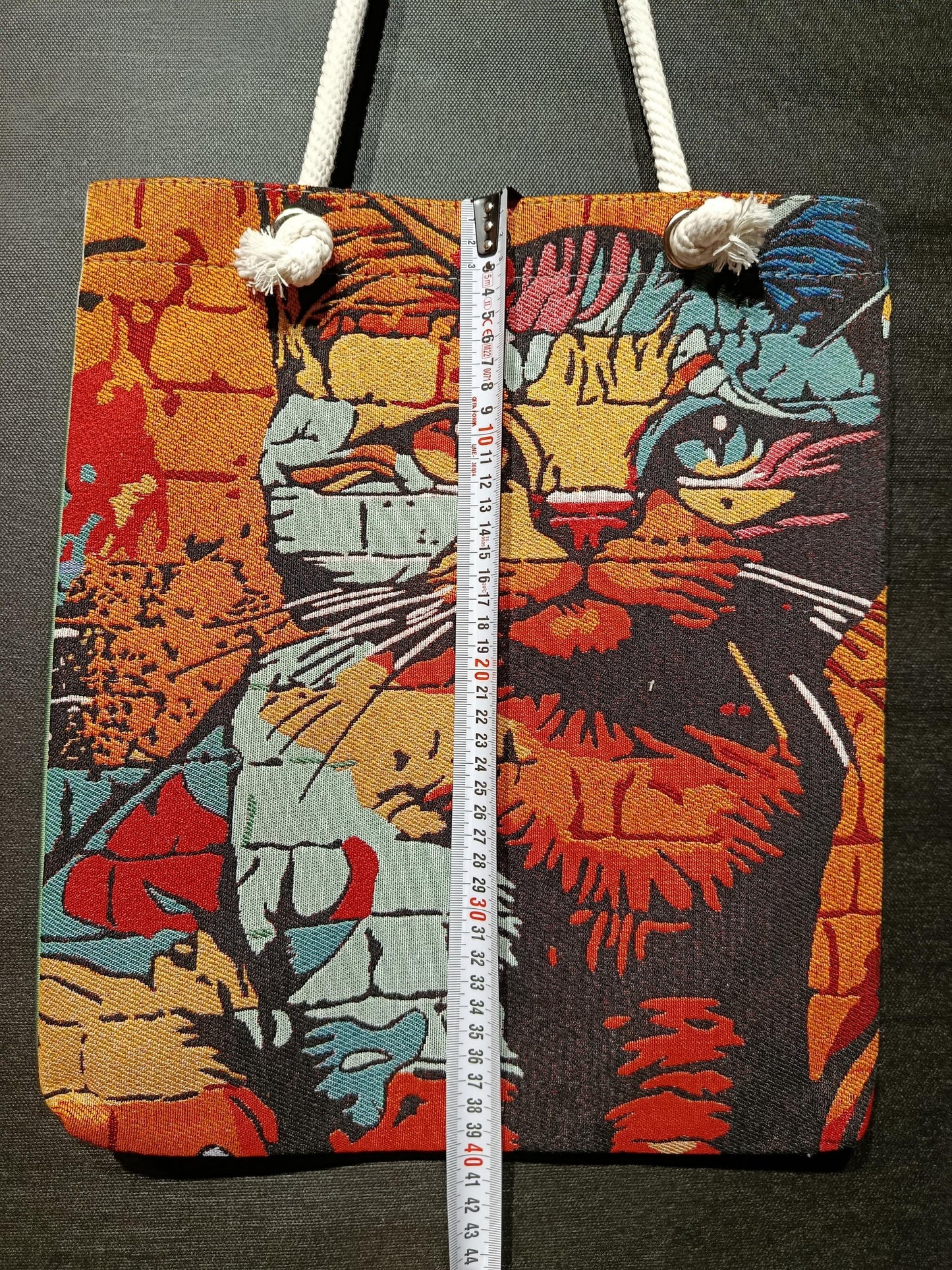 Abstract Cat Tote Bag: Gobelin Tapestry Shoulder Bag - Modern Art Purse