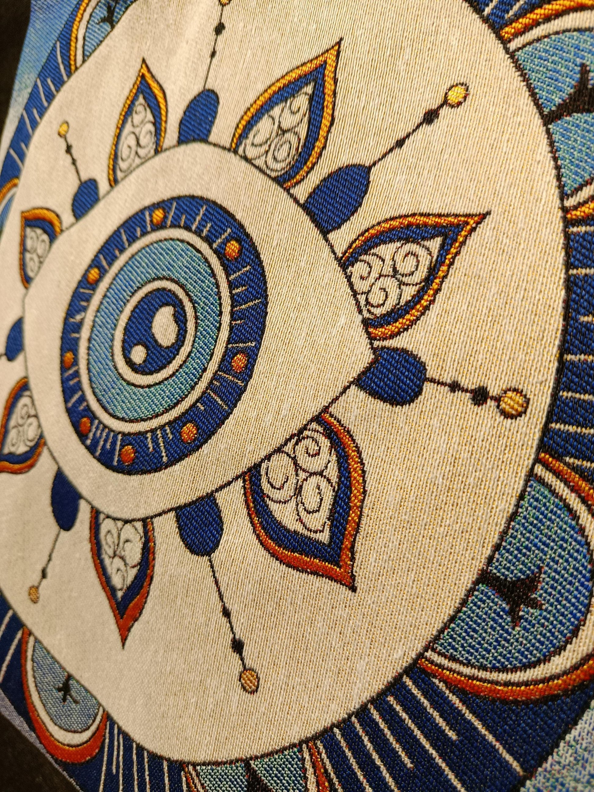 Handmade Shoulder Bag: Evil Eye Design, Cotton Blend (35x45cm)