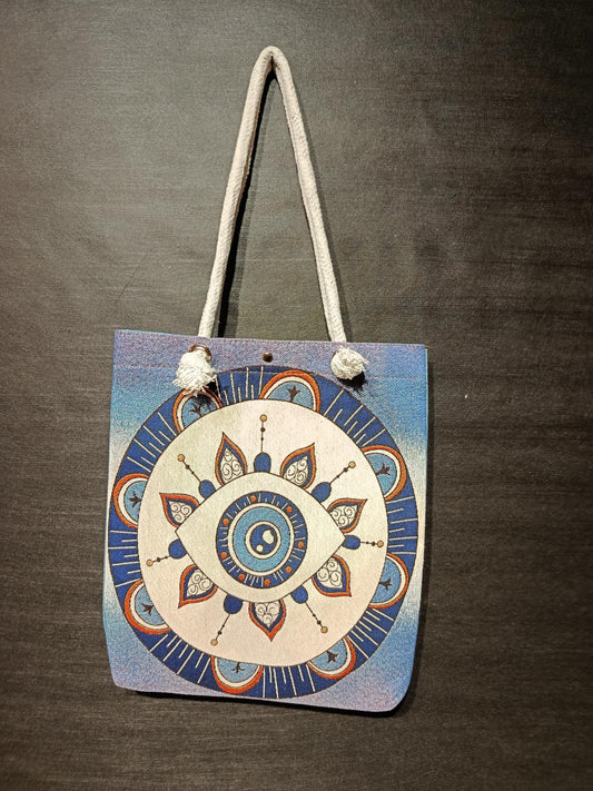 Handmade Shoulder Bag: Evil Eye Design, Cotton Blend (35x45cm)