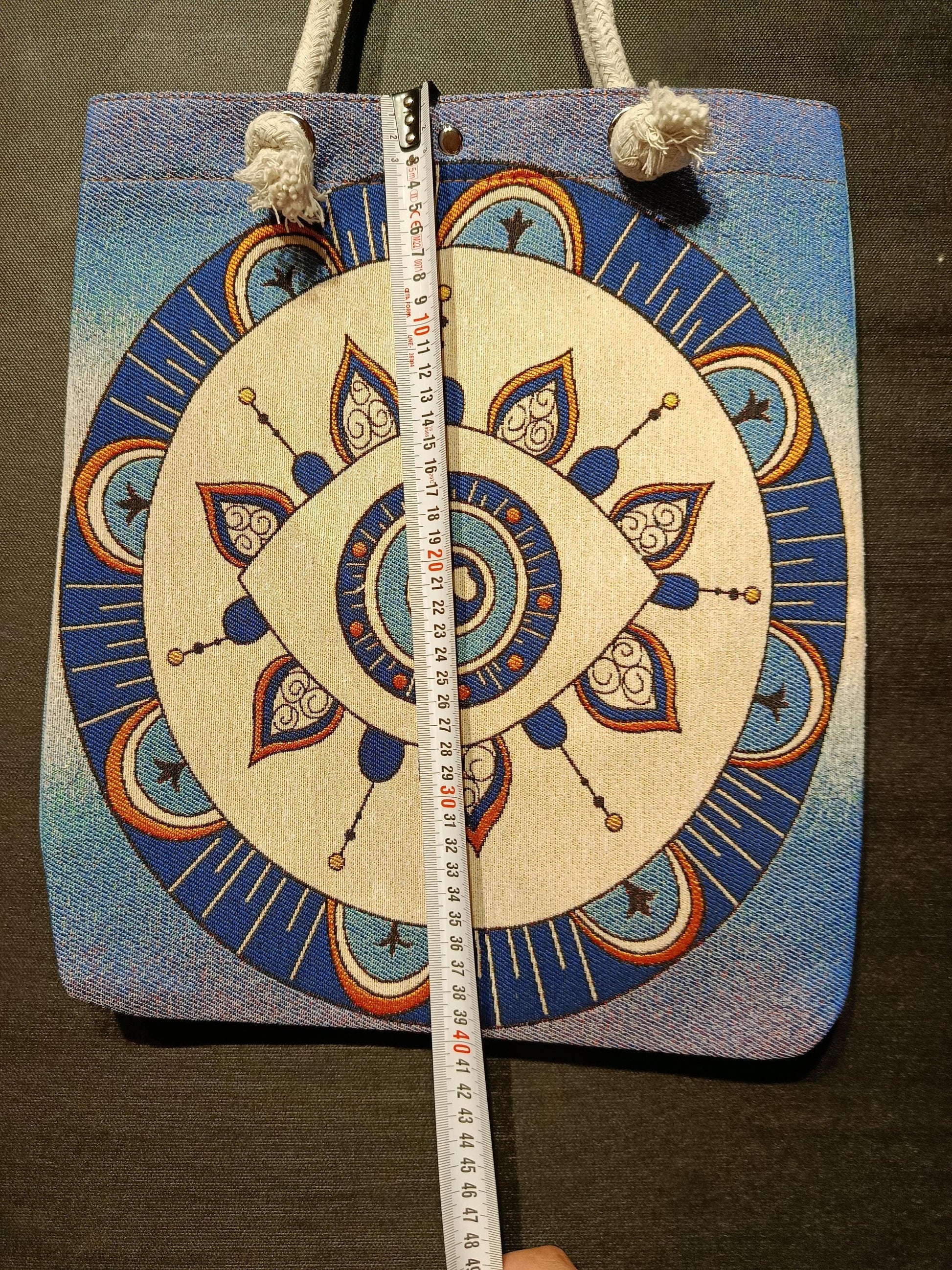 Handmade Shoulder Bag: Evil Eye Design, Cotton Blend (35x45cm)