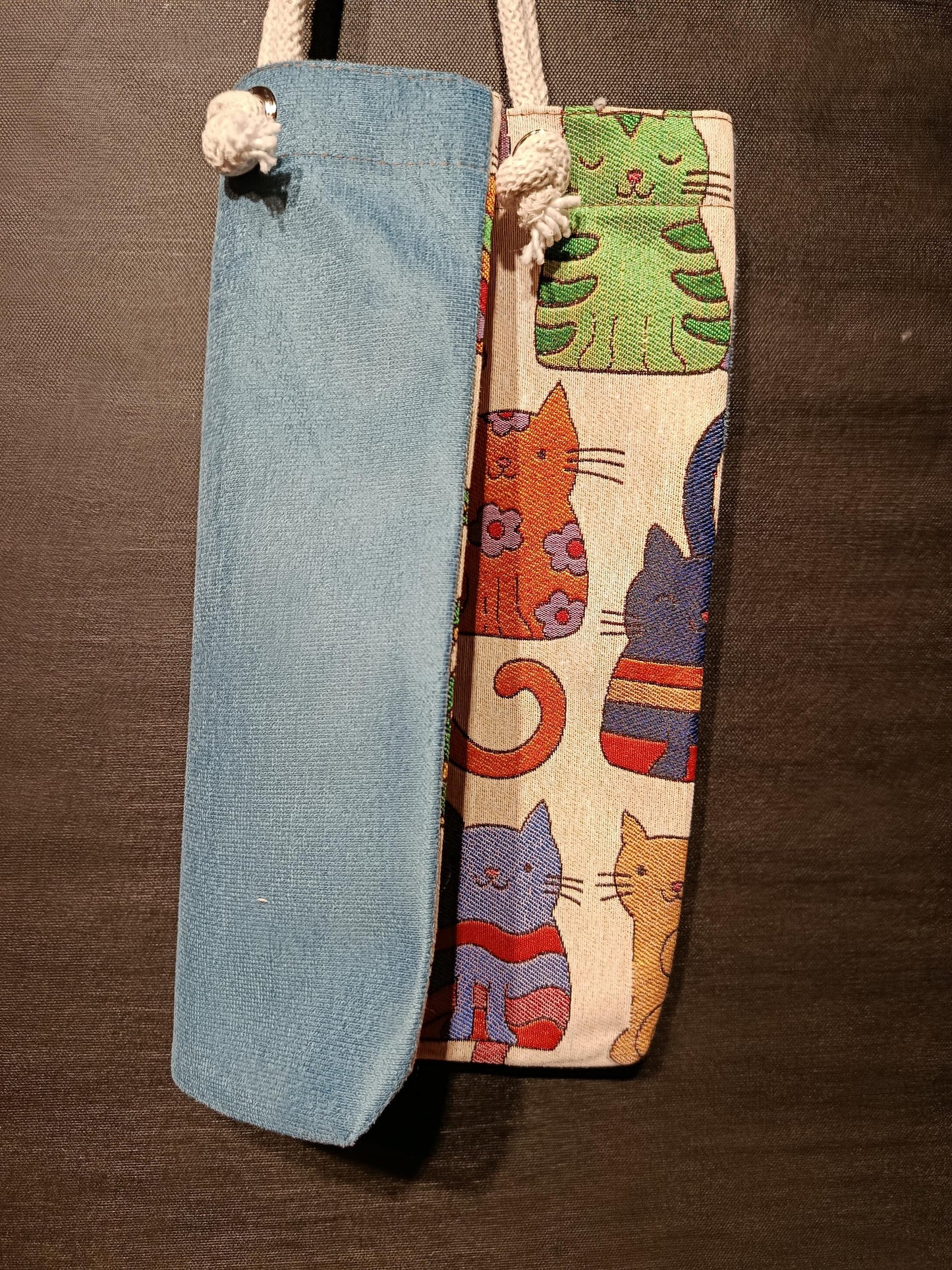 Handmade Cat Print Shoulder Bag: Organic Cotton Blend Tote