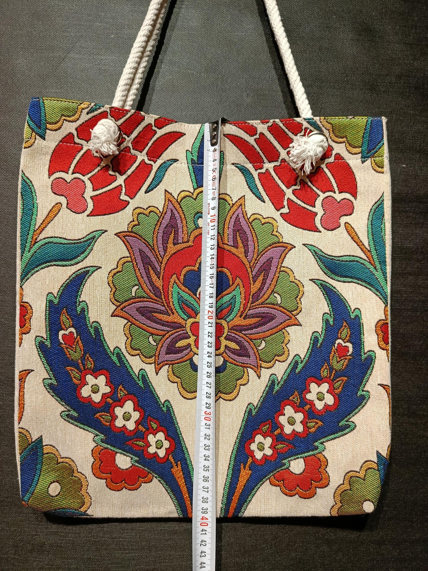 Handmade Floral Shoulder Bag: Organic Cotton Blend Tote