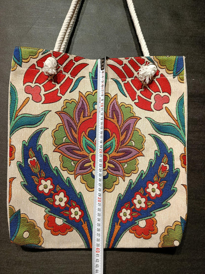 Handmade Floral Shoulder Bag: Organic Cotton Blend Tote