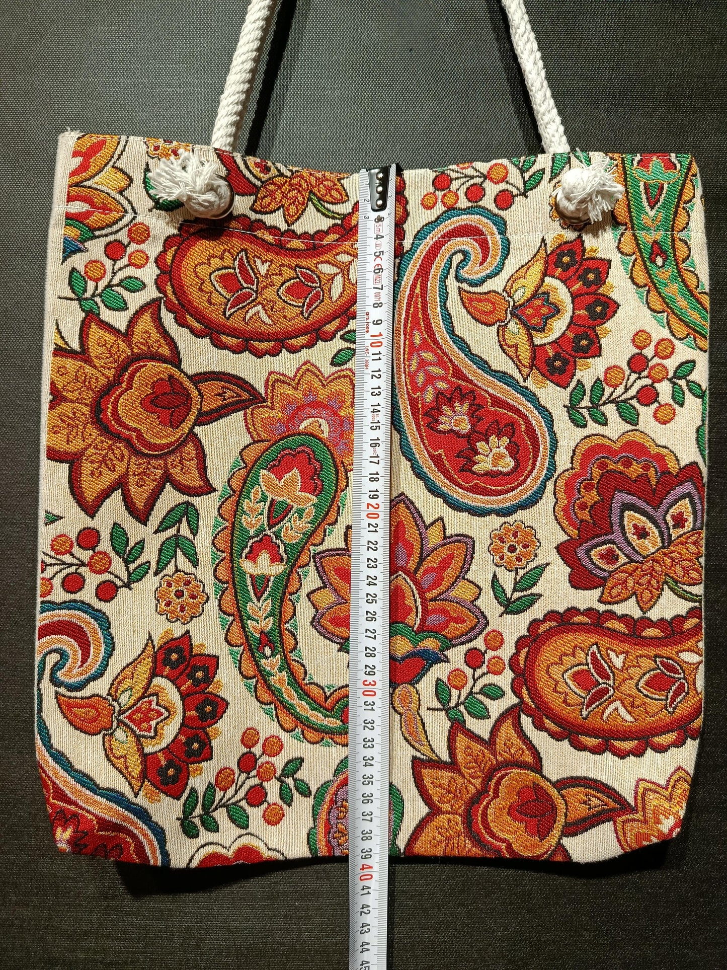Handmade Paisley Shoulder Bag: Floral Cotton Tote (35cmx45cm)