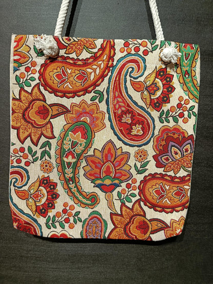 Handmade Paisley Shoulder Bag: Floral Cotton Tote (35cmx45cm)