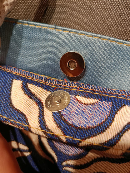 Blue Turkish Floral Tote Bag: Gobelin Tapestry Shoulder Bag