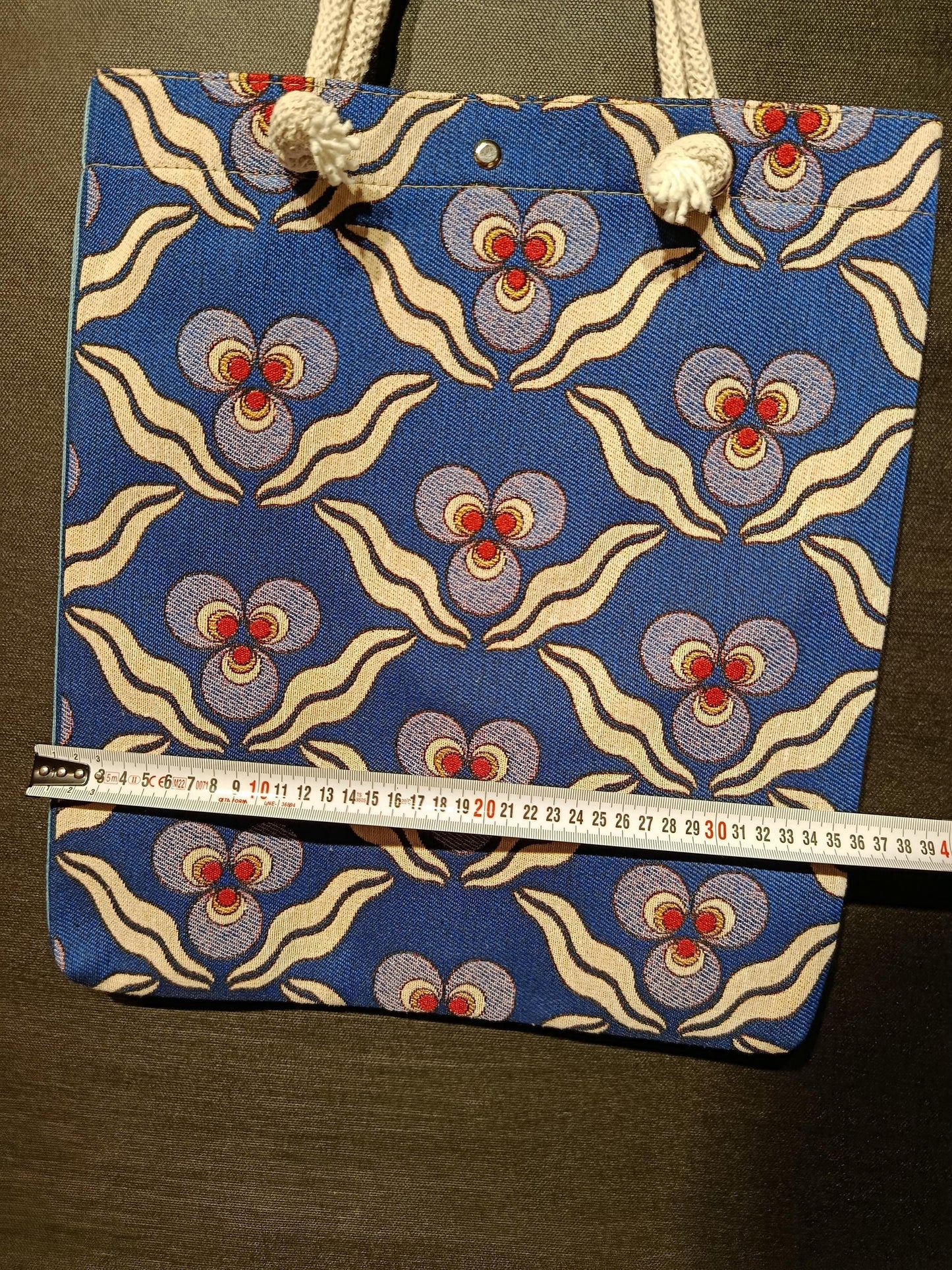 Blue Turkish Floral Tote Bag: Gobelin Tapestry Shoulder Bag