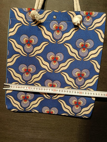 Blue Turkish Floral Tote Bag: Gobelin Tapestry Shoulder Bag