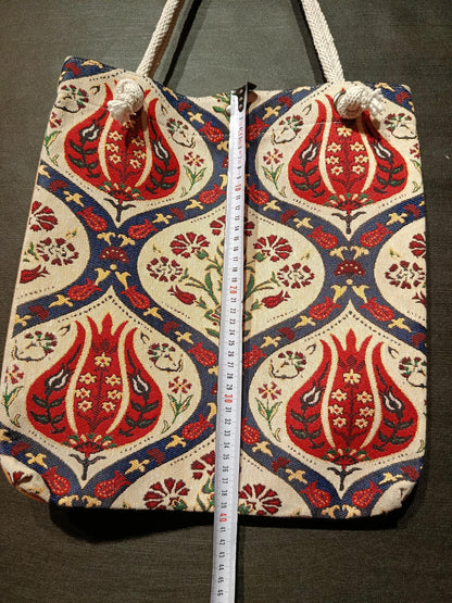 Tulip Design Shoulder Bag: Handmade Organic Cotton Blend