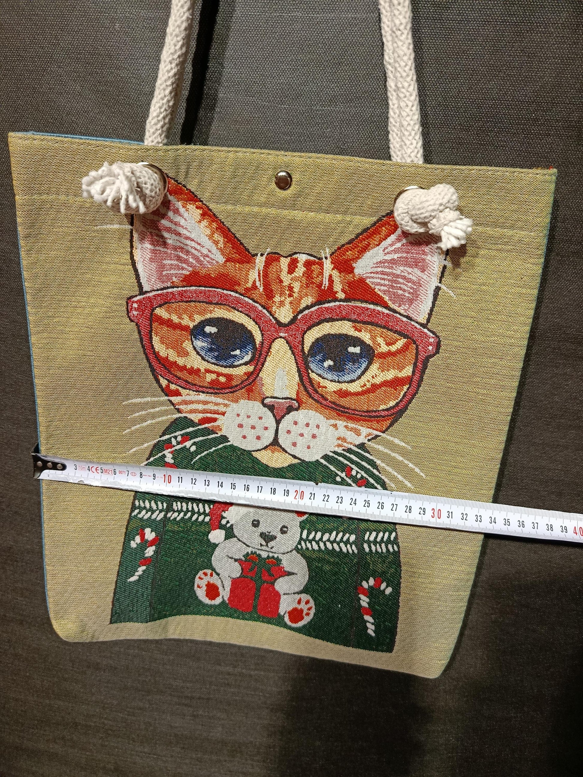 Cats in Istanbul Shoulder Bag: Handmade Cotton Blend Tote