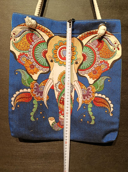 Handmade Elephant Design Shoulder Bag: Organic Cotton Blend
