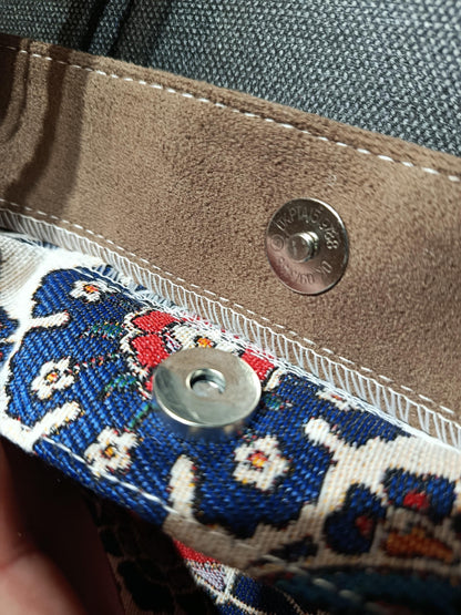 Handmade Floral Shoulder Bag: Blue Patterned Tote