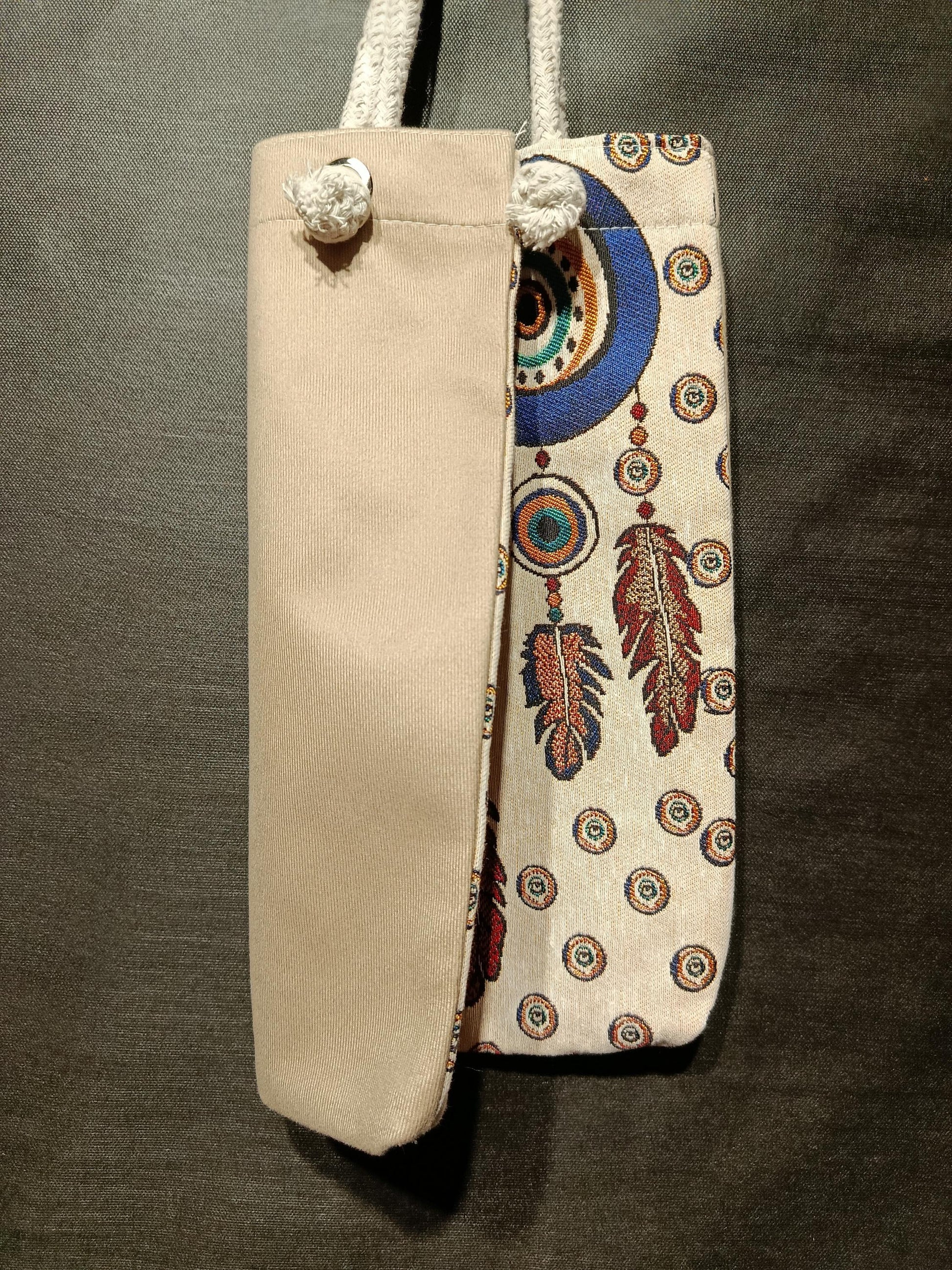 Embroidered Dreamcatcher Canvas Tote Bag: Boho Feather Design