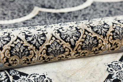8x11 ft,  Black Classic Medallion Silk Rug: Oriental design carpet