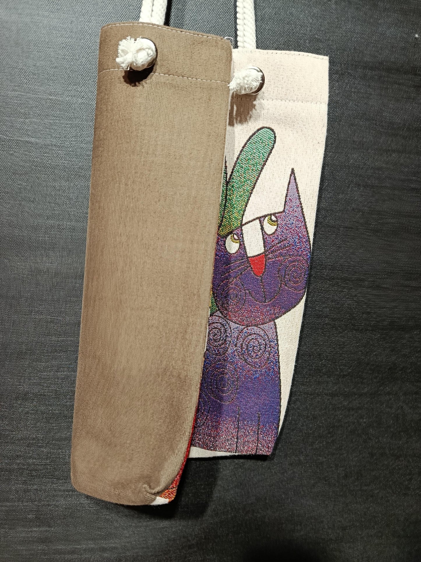 Handmade Cotton Shoulder Bag: Colorful Cats Design