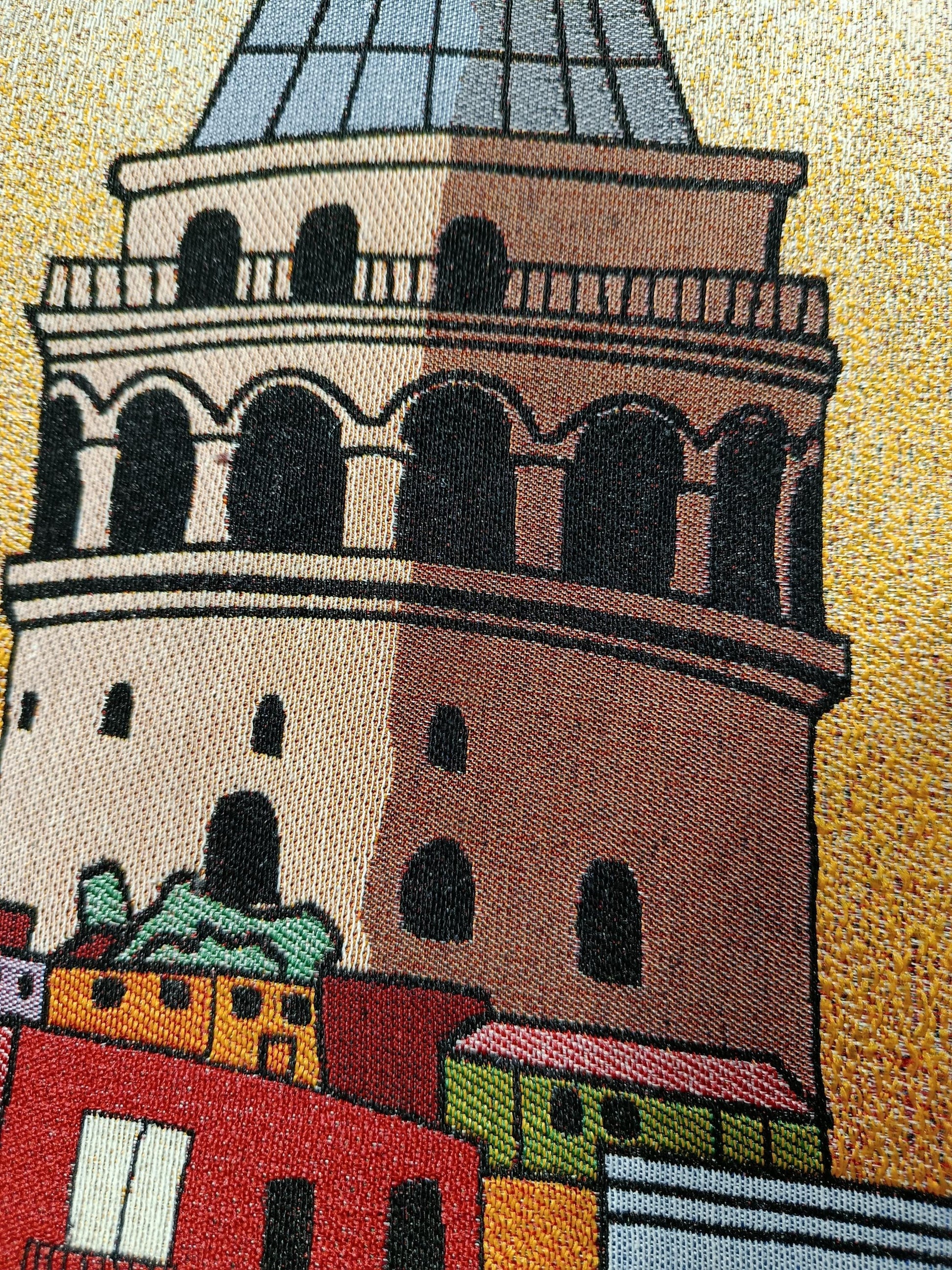 Handmade Galata Tower Shoulder Bag: Organic Cotton Blend