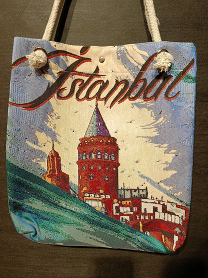 Galata Tower Tote Bag: Organic Cotton Shoulder Bag