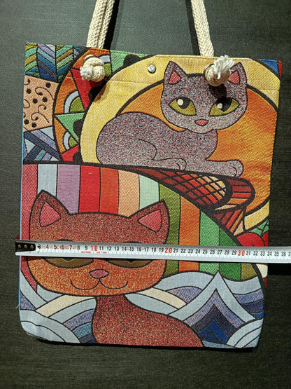 Cats of Istanbul Tote Bag: Handmade Shoulder Bag