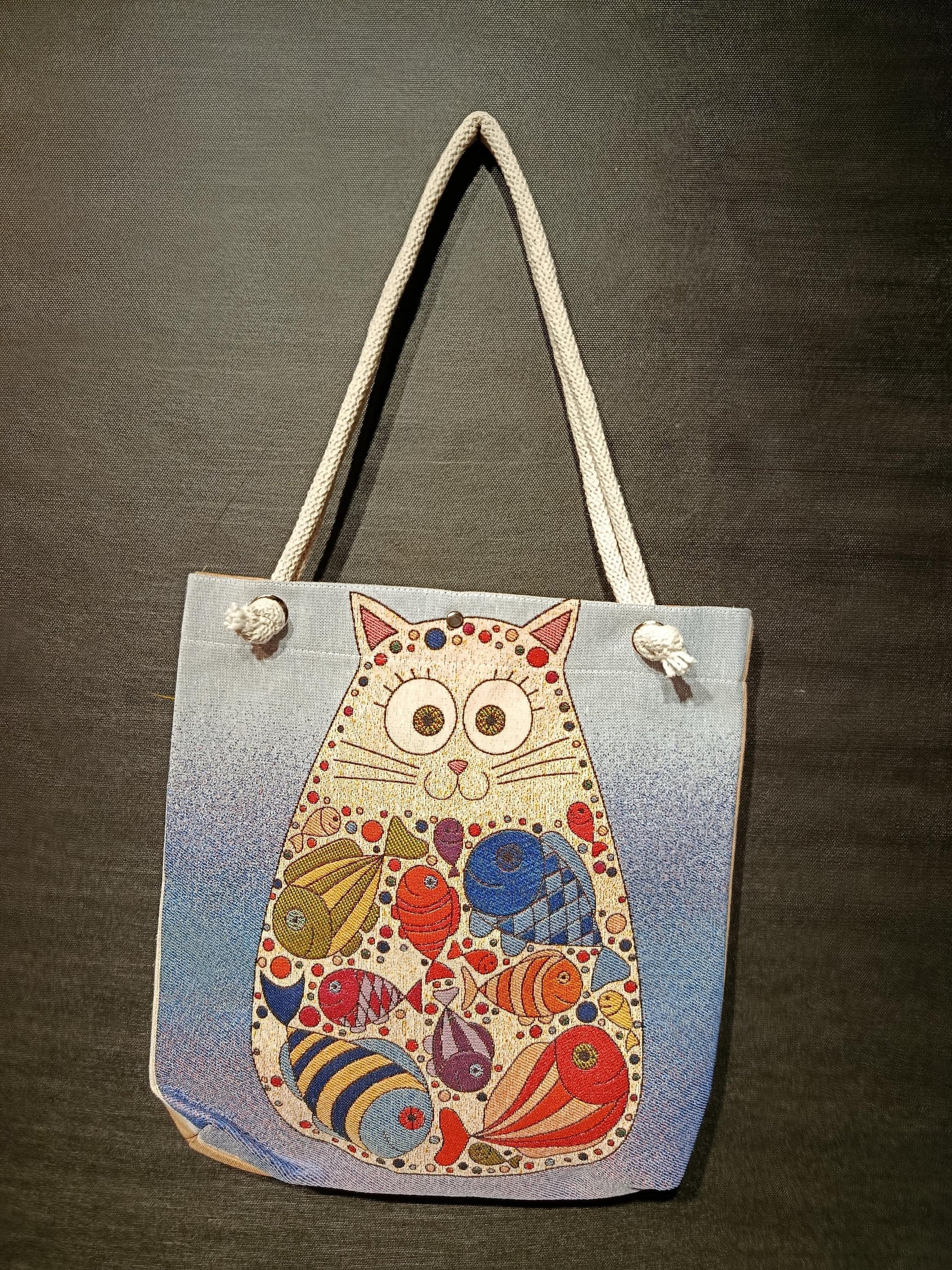 Cats of Istanbul Shoulder Bag: Handmade Organic Cotton Blend